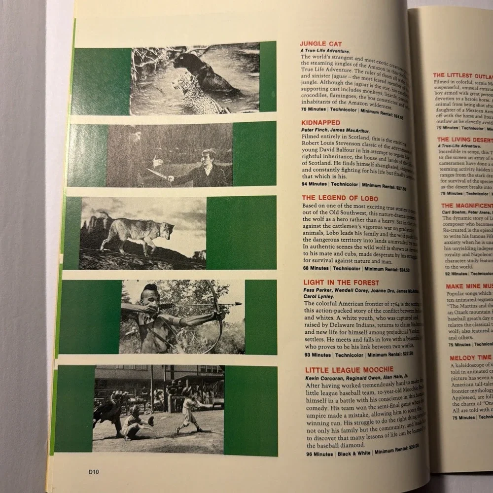 Walt Disney Entertainment Motion Pictures 1970-1971 Catalog of 16mm films rental